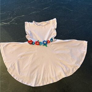 Mini Boden Summer Dress with flower Appliqués Size 5-6y